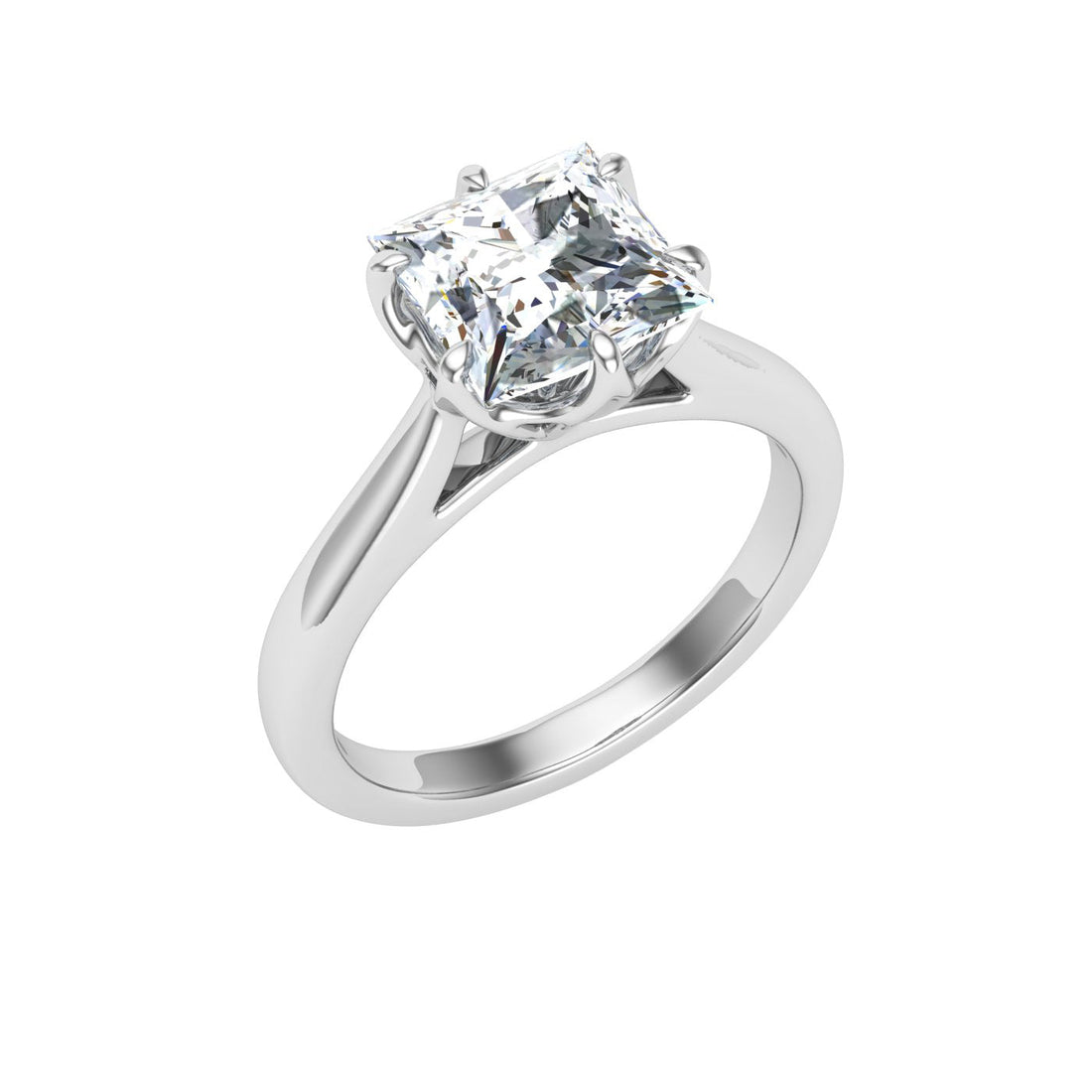 Eternity Princess Cut Solitaire Moissanite Engagement Ring White Gold