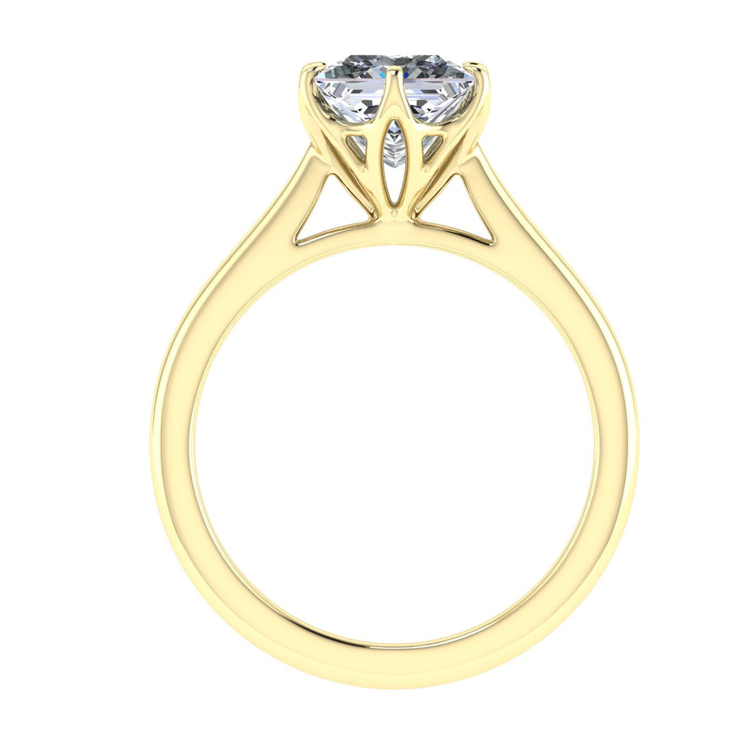 Eternity Princess Cut Solitaire Moissanite Engagement Ring Yellow Gold