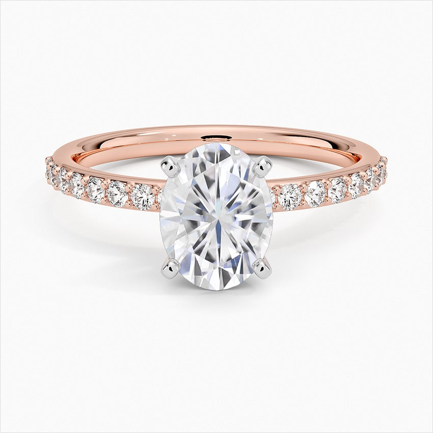 Ethereal Oval 4-Prong Moissanite Engagement Ring Rose Gold