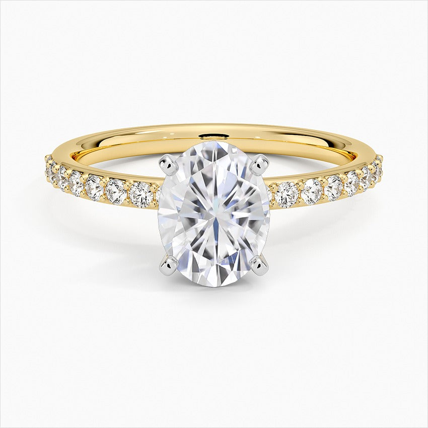 Ethereal Oval 4-Prong Moissanite Engagement Ring Yellow Gold