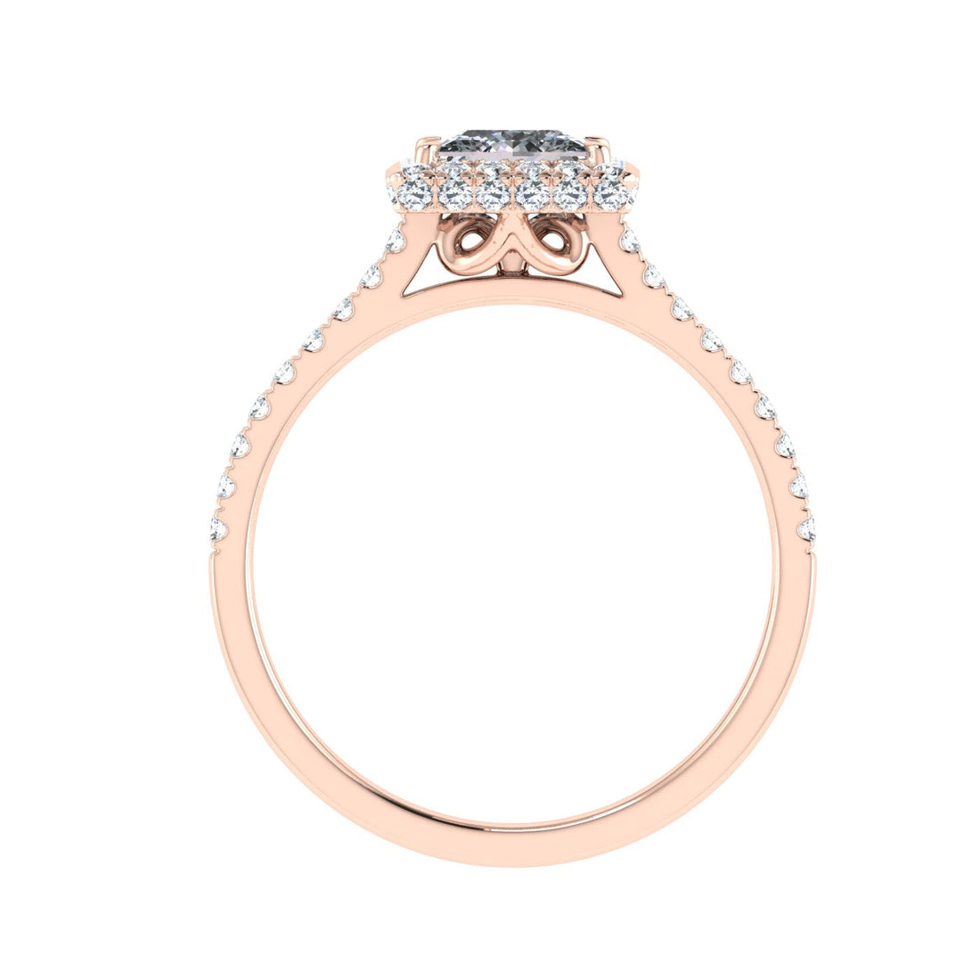 Euphoria Princess Cut Halo Moissanite Engagement Ring Rose Gold