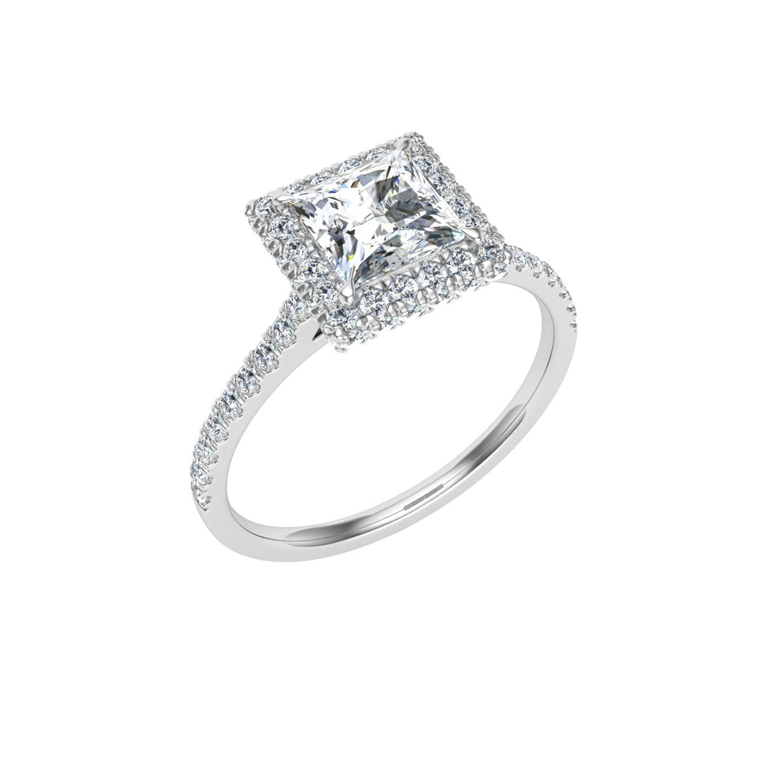 Euphoria Princess Cut Halo Moissanite Engagement Ring White Gold