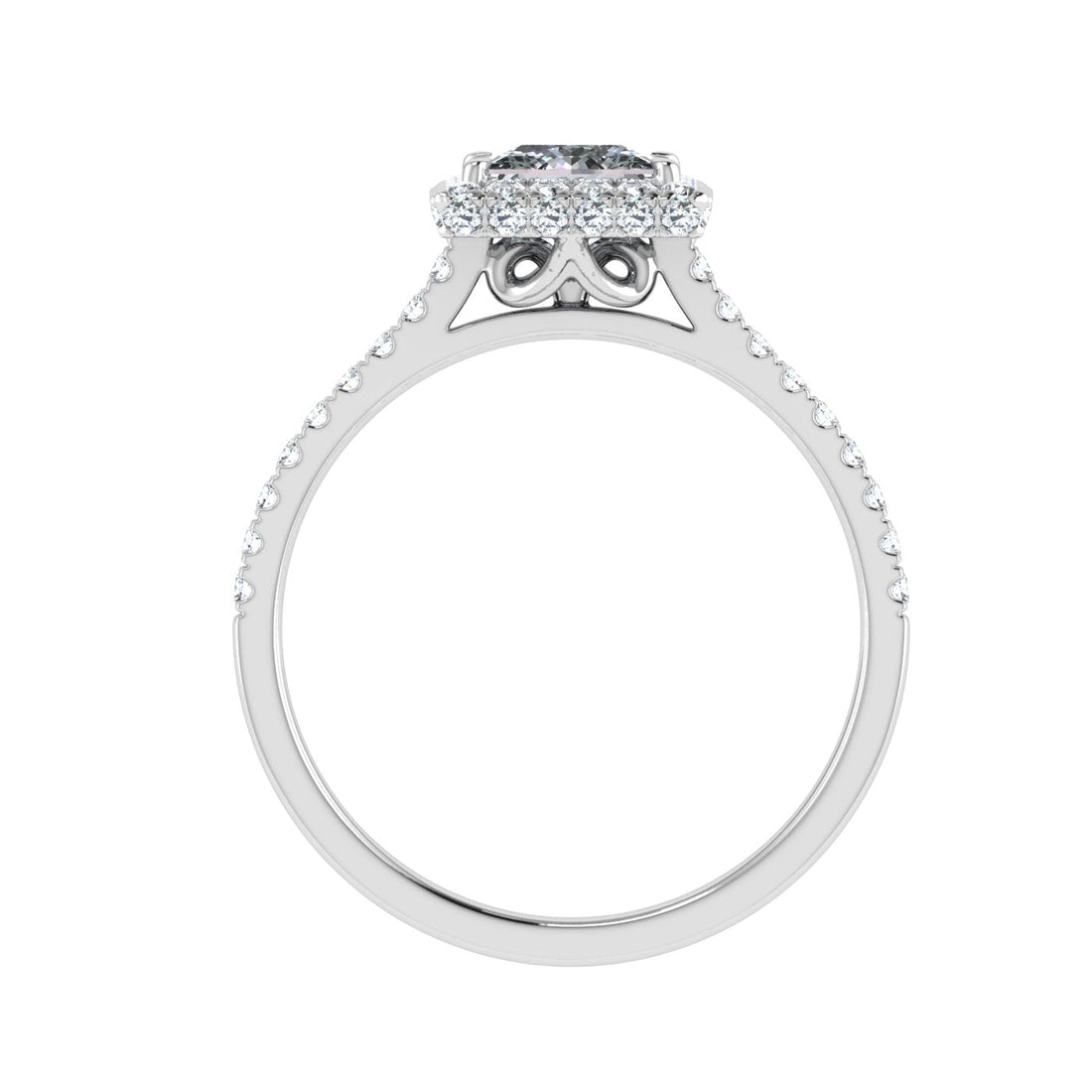 Euphoria Princess Cut Halo Moissanite Engagement Ring White Gold