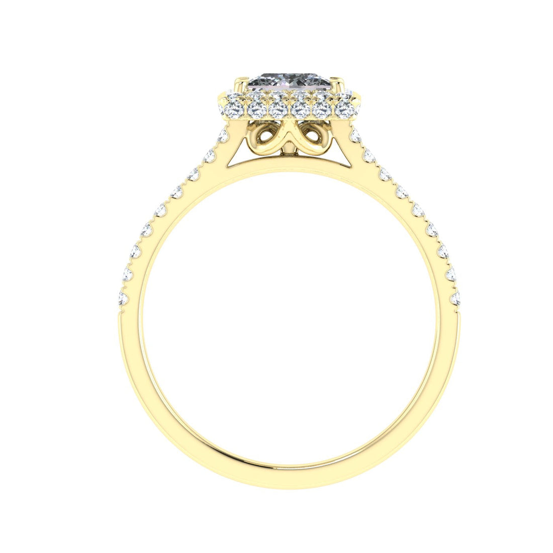 Euphoria Princess Cut Halo Moissanite Engagement Ring Yellow Gold