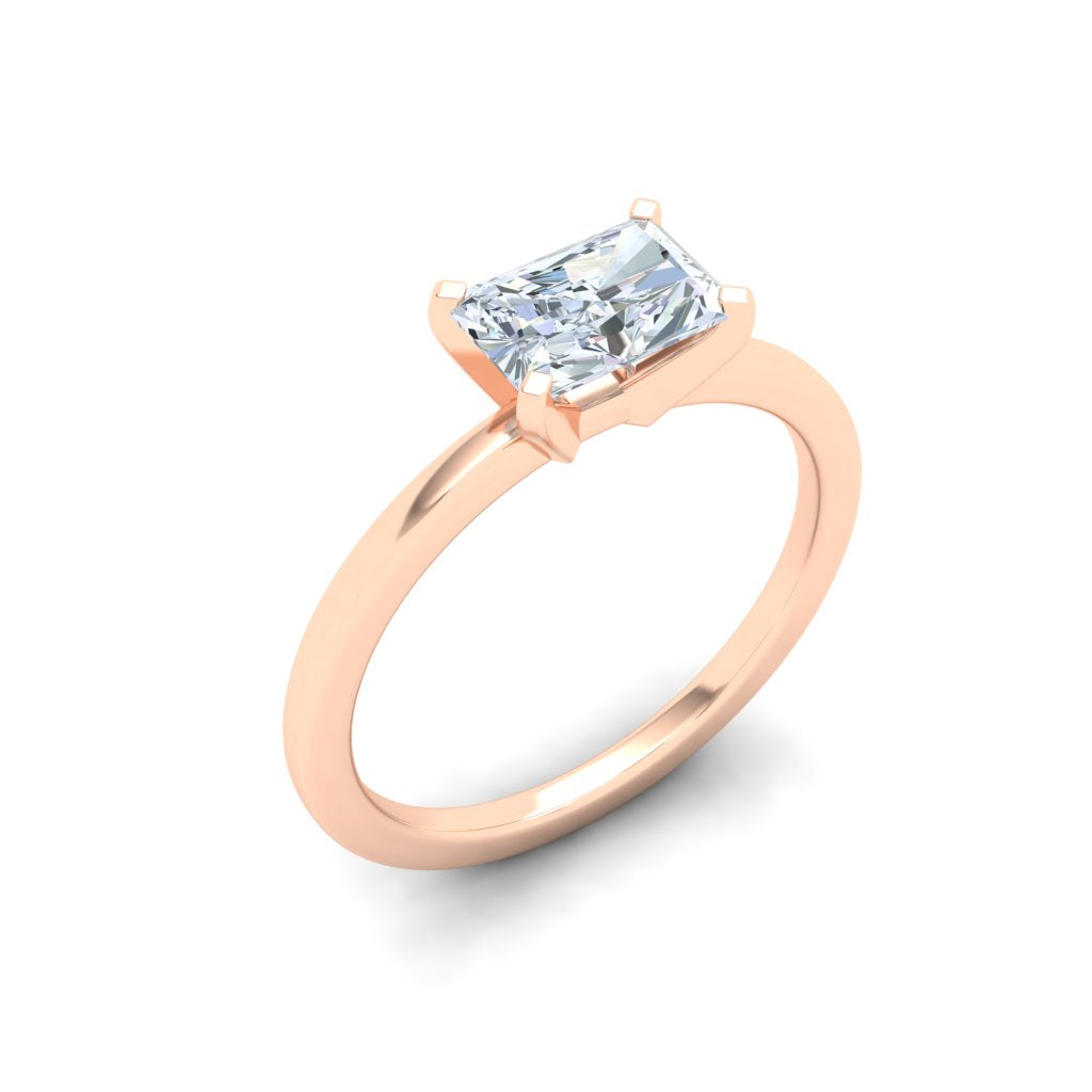 Evangeline Radiant Cut Solitaire Moissanite Engagement Ring Rose Gold