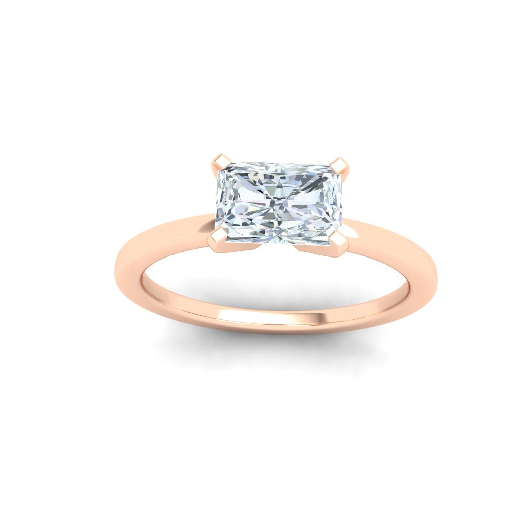 Evangeline Radiant Cut Solitaire Moissanite Engagement Ring Rose Gold