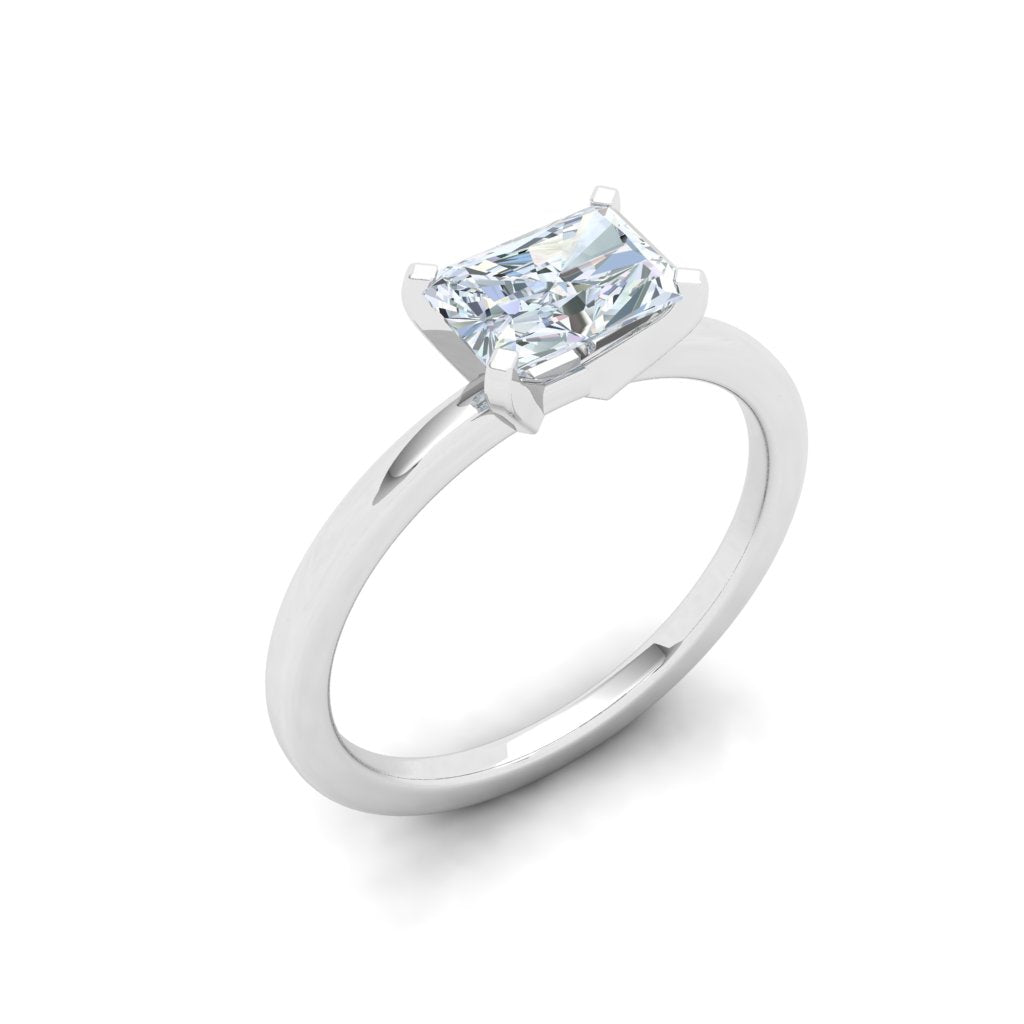 Evangeline Radiant Cut Solitaire Moissanite Engagement Ring White Gold