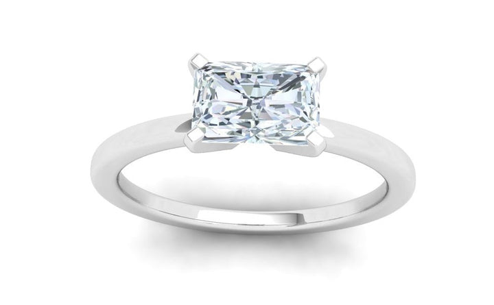 Evangeline Radiant Cut Solitaire Moissanite Engagement Ring White Gold