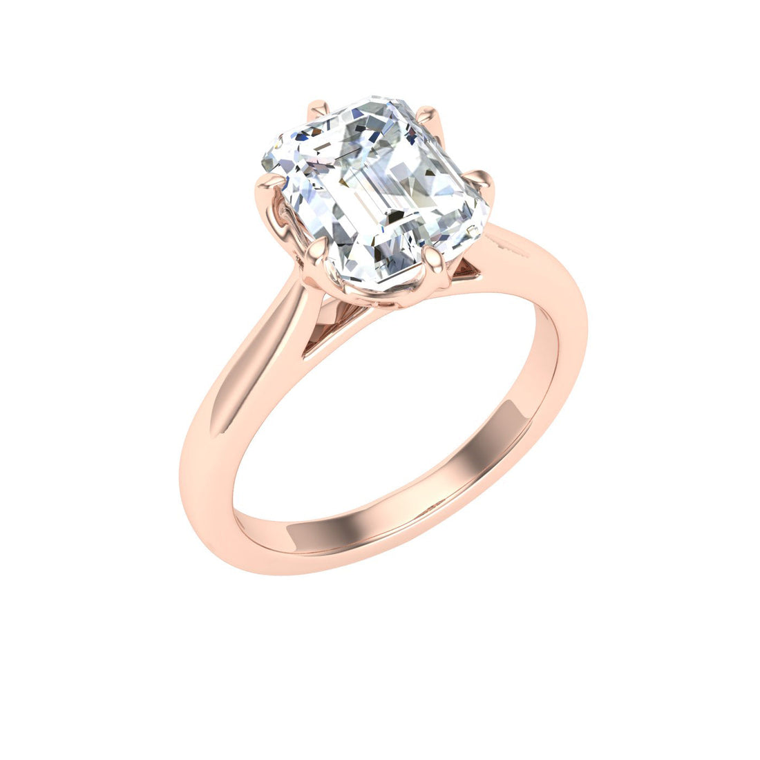 Everglade Emerald Cut Solitaire Moissanite Engagement Ring Rose Gold