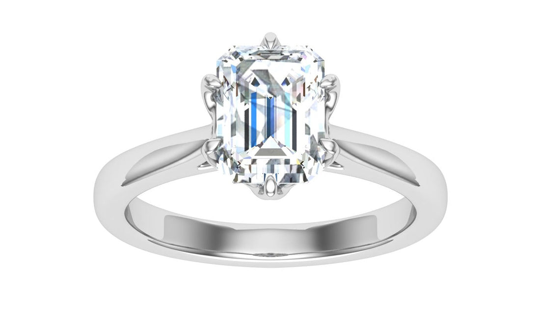 Everglade Emerald Cut Solitaire Moissanite Engagement Ring White Gold