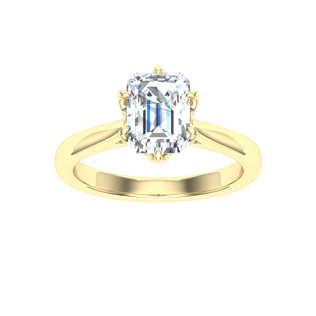 Everglade Emerald Cut Solitaire Moissanite Engagement Ring Yellow Gold