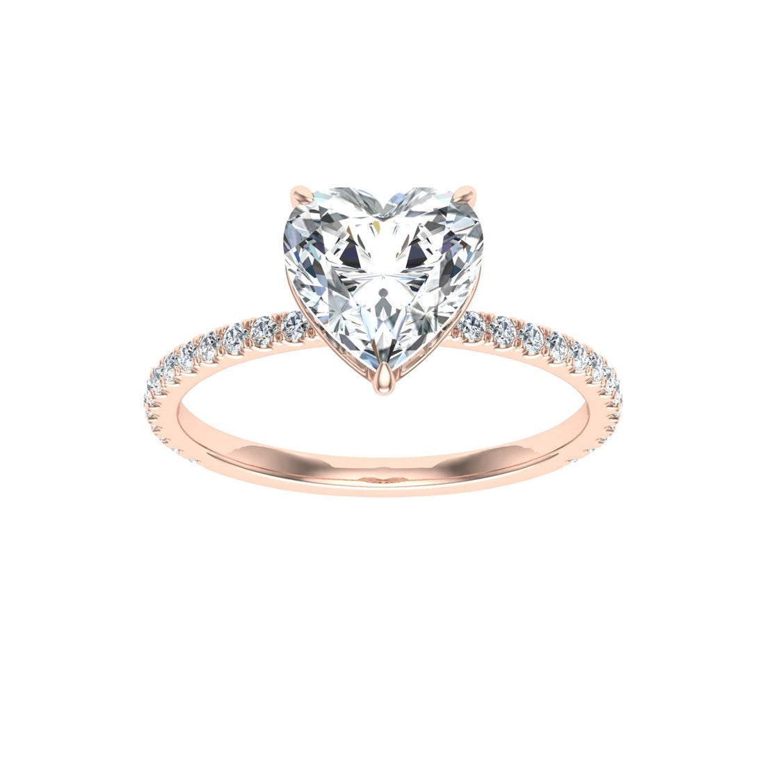 Evergreen Sweetheart Hidden Halo Moissanite Engagement Ring Rose Gold