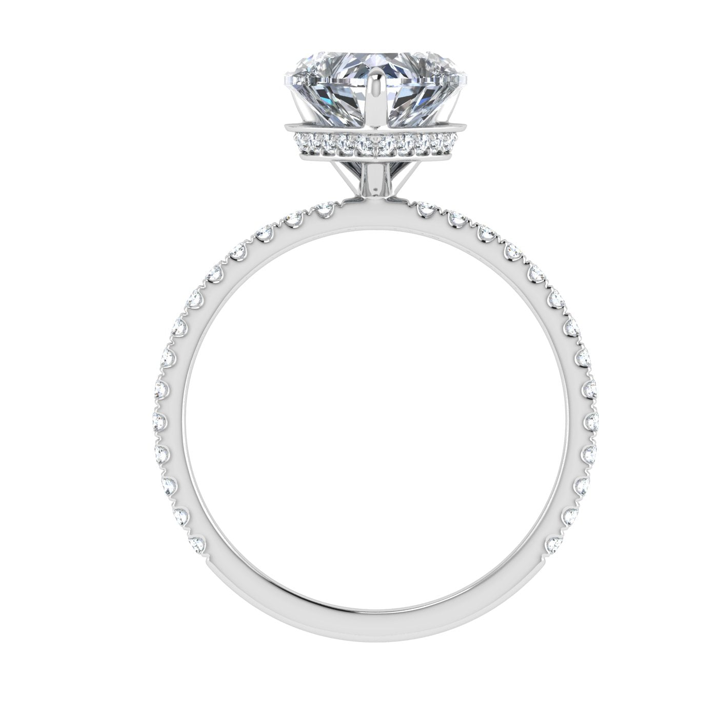 Evergreen Sweetheart Hidden Halo Moissanite Engagement Ring White Gold