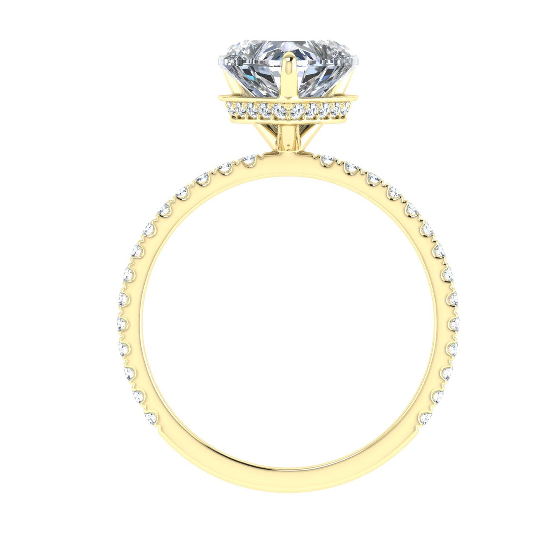 Evergreen Sweetheart Hidden Halo Moissanite Engagement Ring Yellow Gold