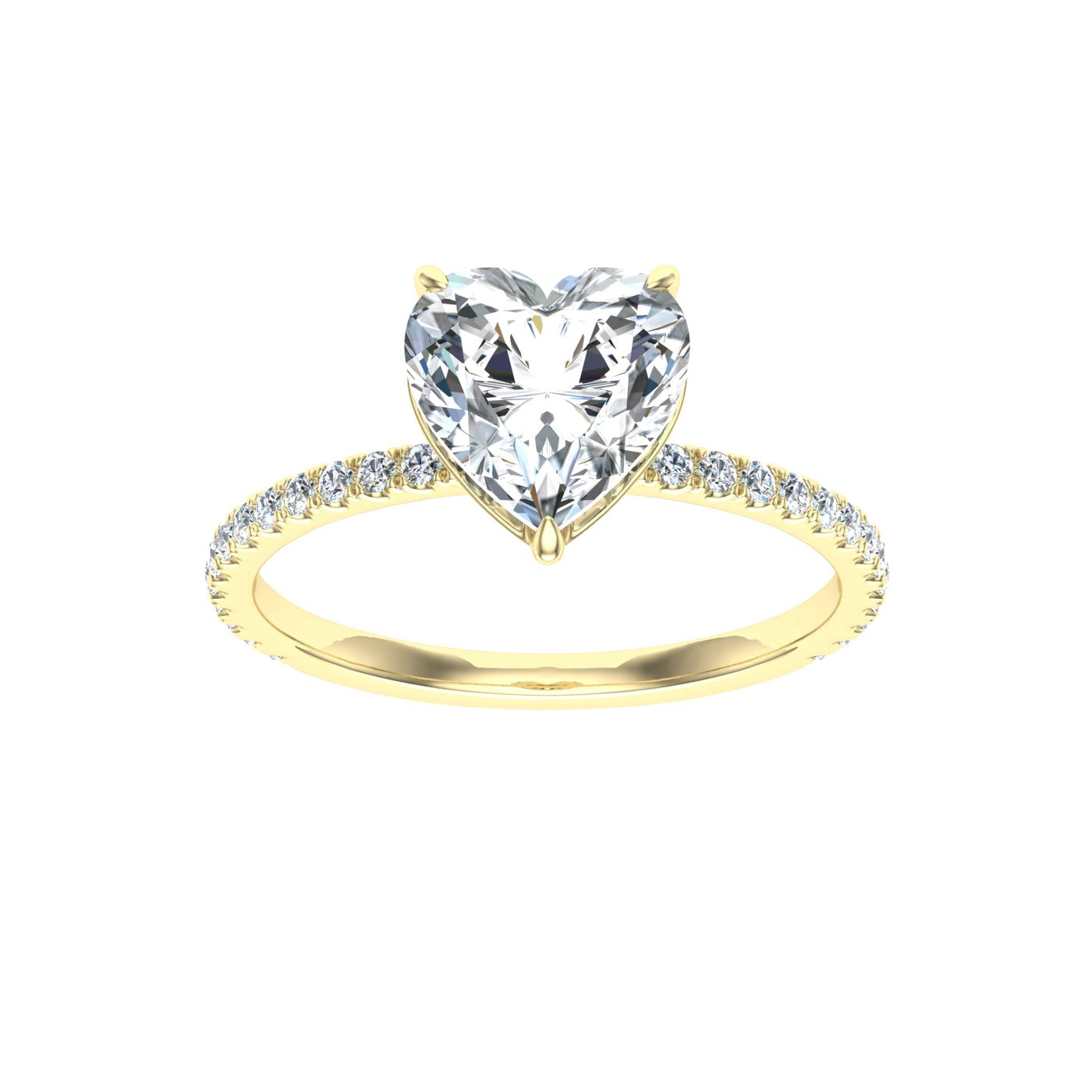Evergreen Sweetheart Hidden Halo Moissanite Engagement Ring Yellow Gold