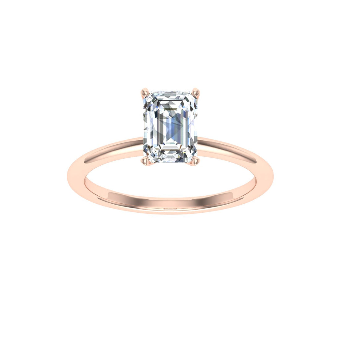 Everlasting Emerald Cut Solitaire Moissanite Engagement Ring Rose Gold