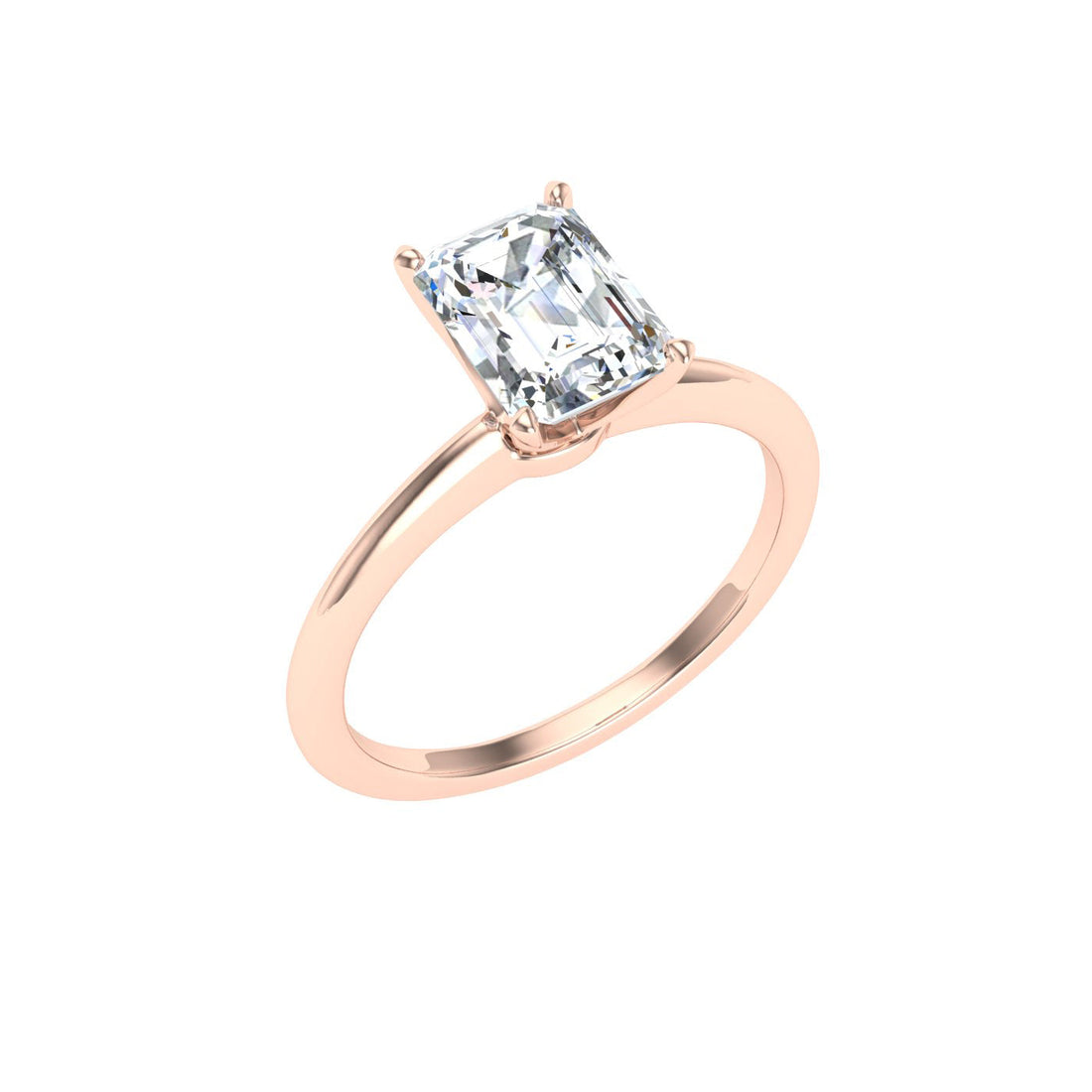 Everlasting Emerald Cut Solitaire Moissanite Engagement Ring Rose Gold