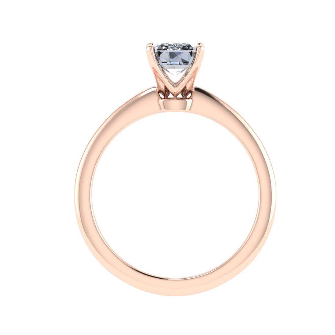 Everlasting Emerald Cut Solitaire Moissanite Engagement Ring Rose Gold