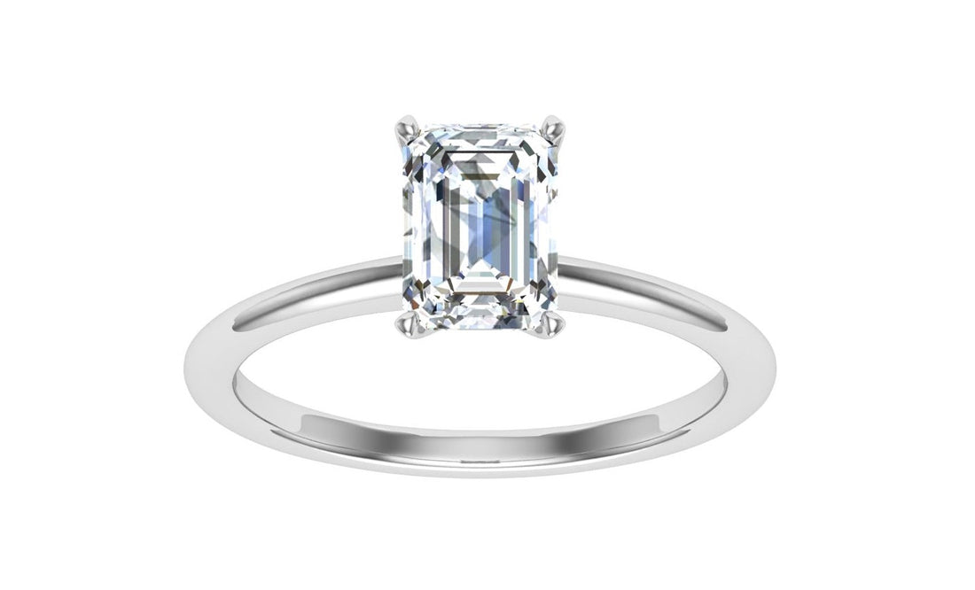 Everlasting Emerald Cut Solitaire Moissanite Engagement Ring White Gold