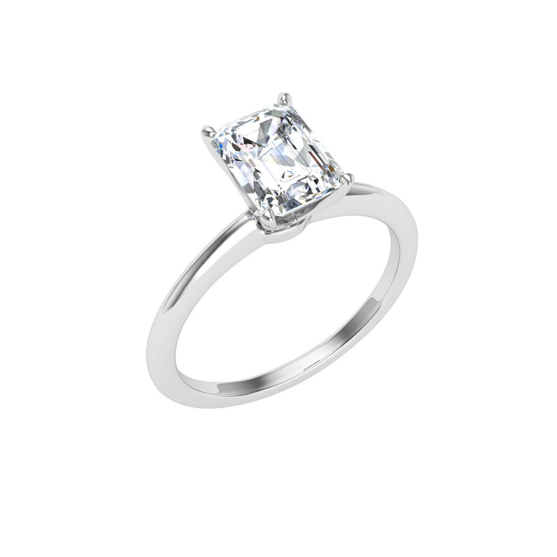 Everlasting Emerald Cut Solitaire Moissanite Engagement Ring White Gold