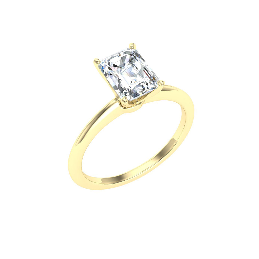 Everlasting Emerald Cut Solitaire Moissanite Engagement Ring Yellow Gold