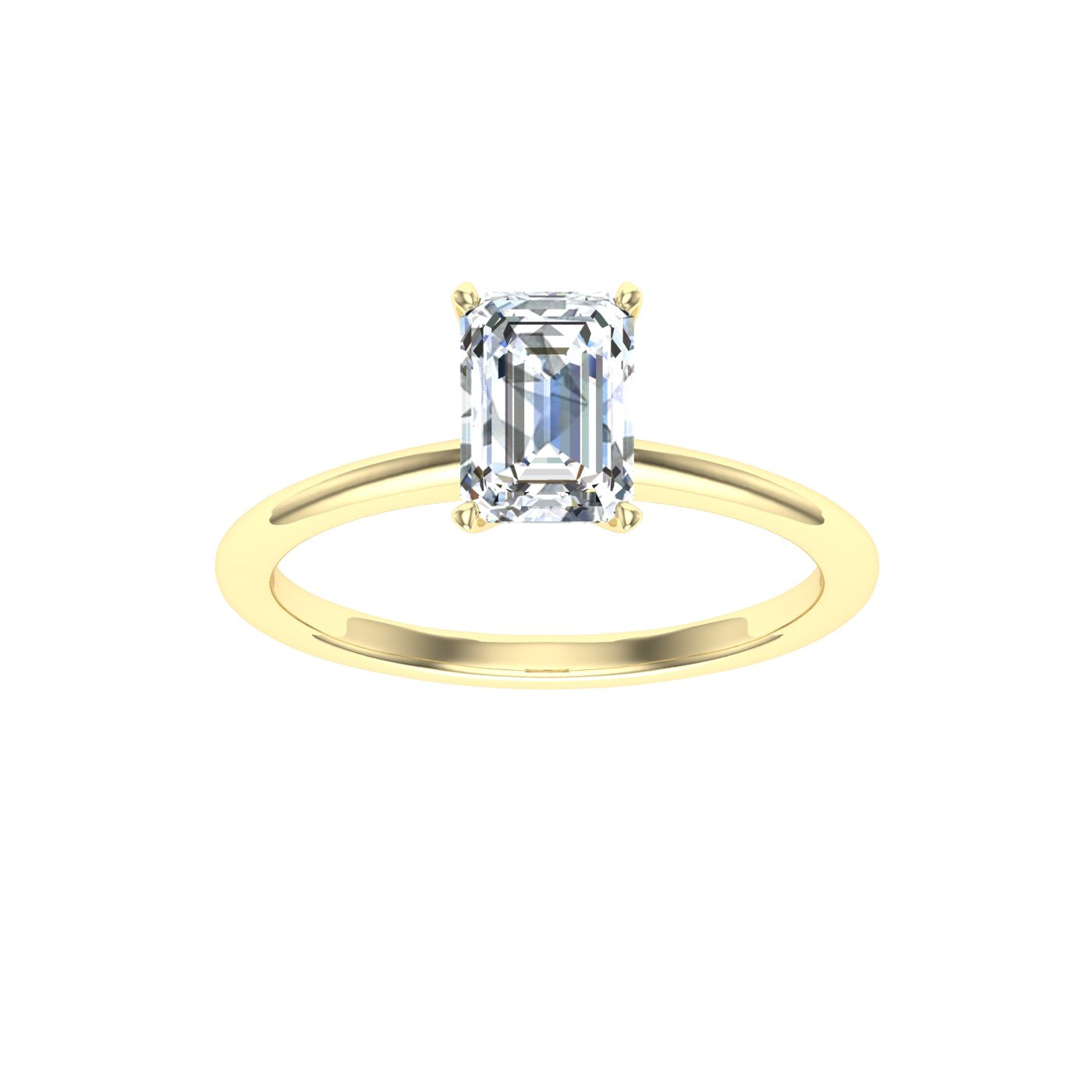 Everlasting Emerald Cut Solitaire Moissanite Engagement Ring Yellow Gold Yellow Gold