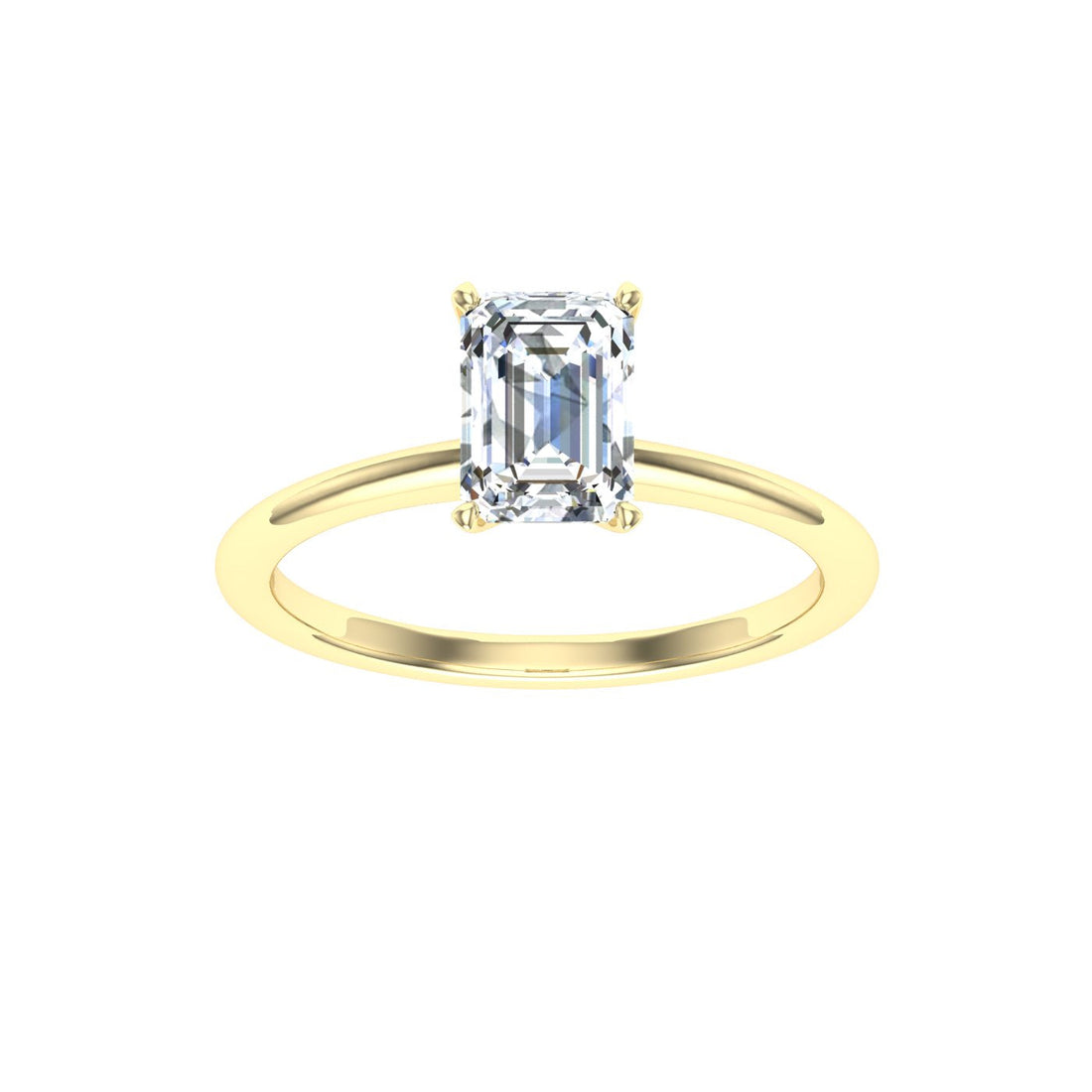 Everlasting Emerald Cut Solitaire Moissanite Engagement Ring Yellow Gold Yellow Gold