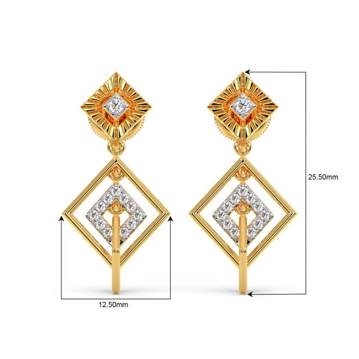 Fantasy Squares Dangle Moissanite Earrings