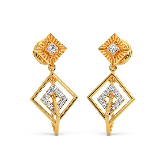 Fantasy Squares Dangle Moissanite Earrings