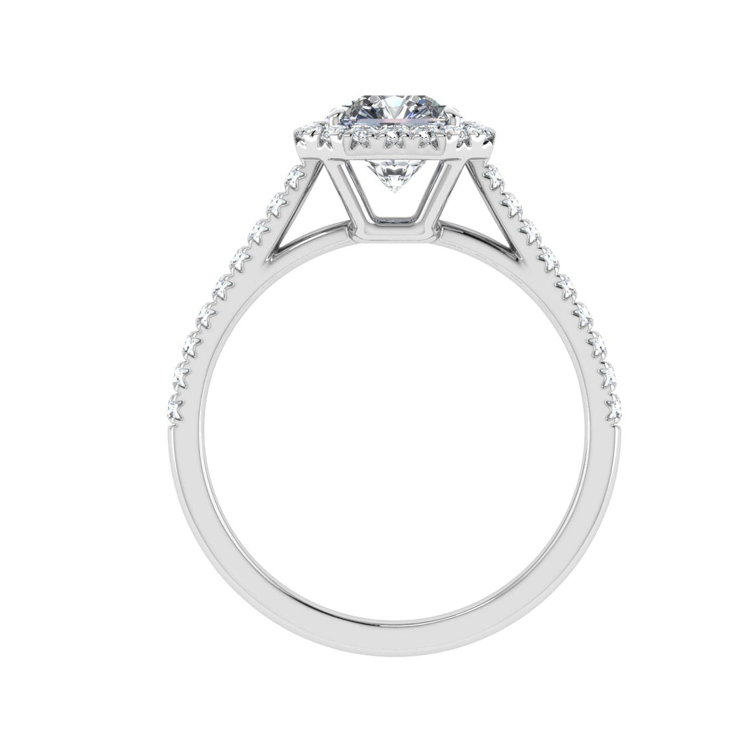 Finesse Asscher Cut Halo Moissanite Engagement Ring White Gold