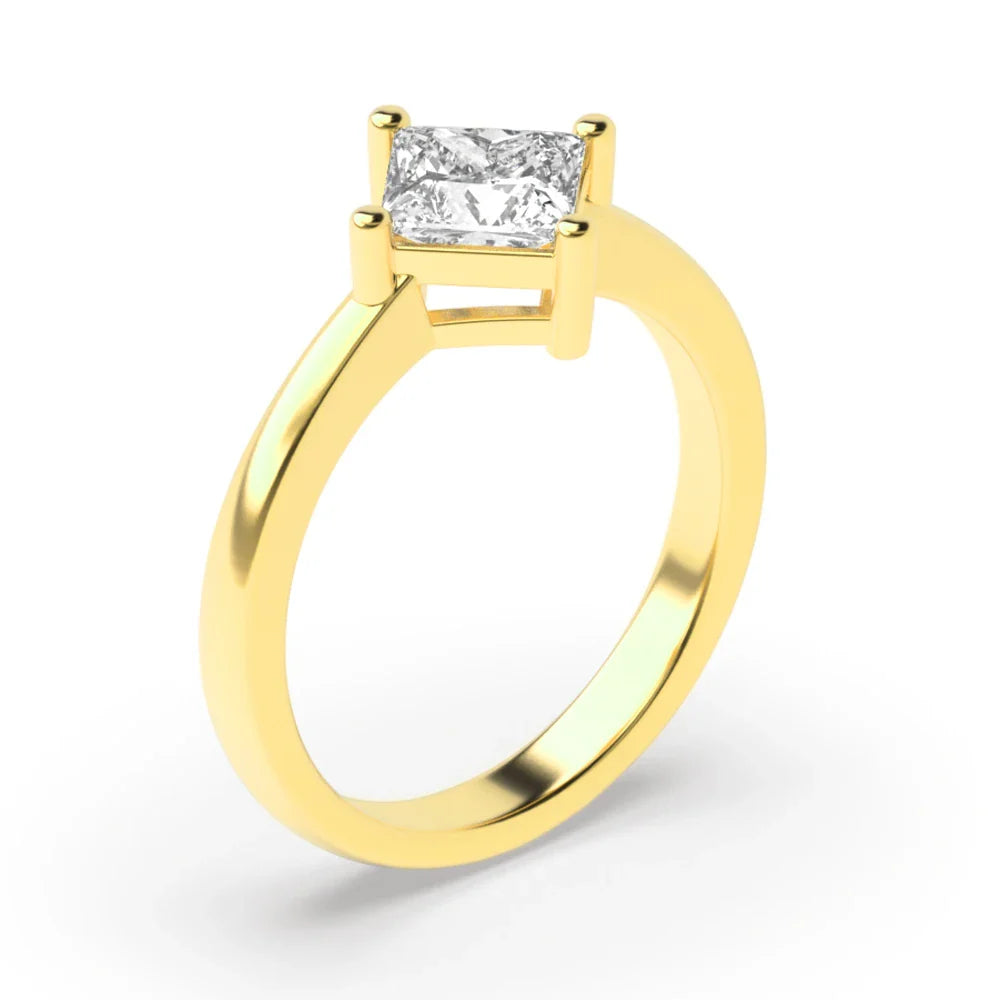 Fiona 4 Prong Princess Lab Grown Diamond N-W-E-S Classic Solitaire Engagement Ring