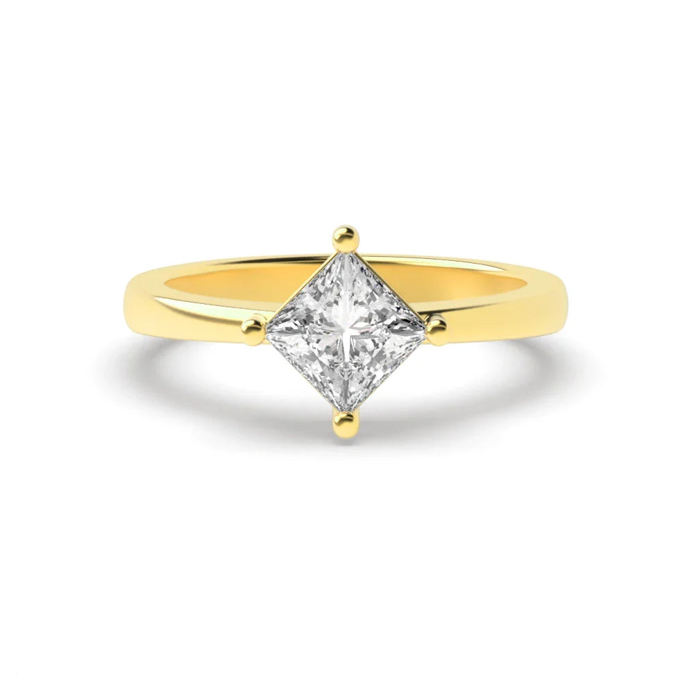 Fiona 4 Prong Princess Lab Grown Diamond N-W-E-S Classic Solitaire Engagement Ring