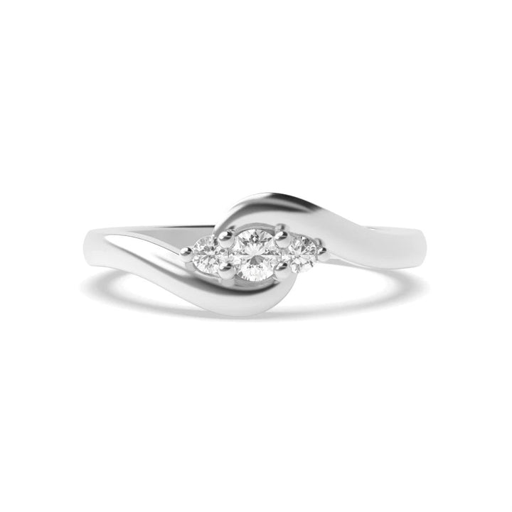 Fiona 4 Prong 0.15ct Round Lab Grown Diamond Twisted Delicate Three Stone Engagement Ring
