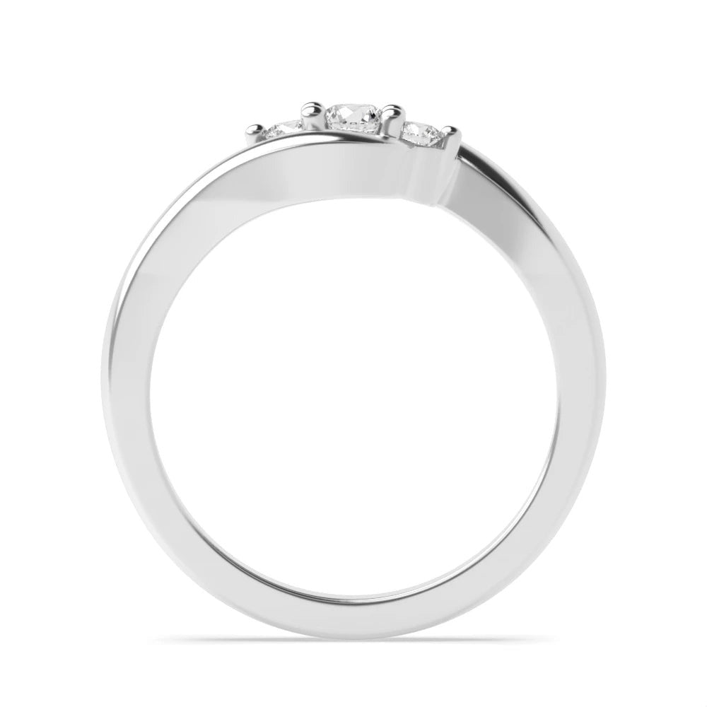 Fiona 4 Prong 0.15ct Round Lab Grown Diamond Twisted Delicate Three Stone Engagement Ring