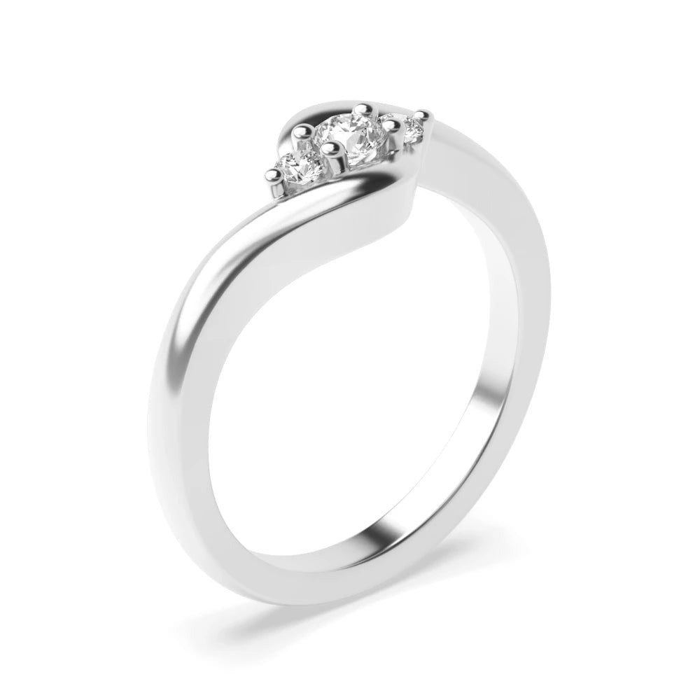 Fiona 4 Prong 0.15ct Round Lab Grown Diamond Twisted Delicate Three Stone Engagement Ring