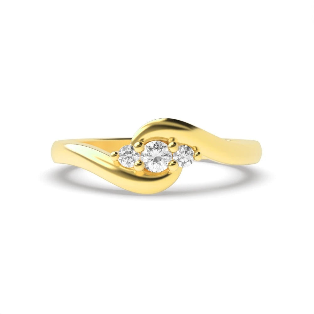 Fiona 4 Prong 0.15ct Round Lab Grown Diamond Twisted Delicate Three Stone Engagement Ring