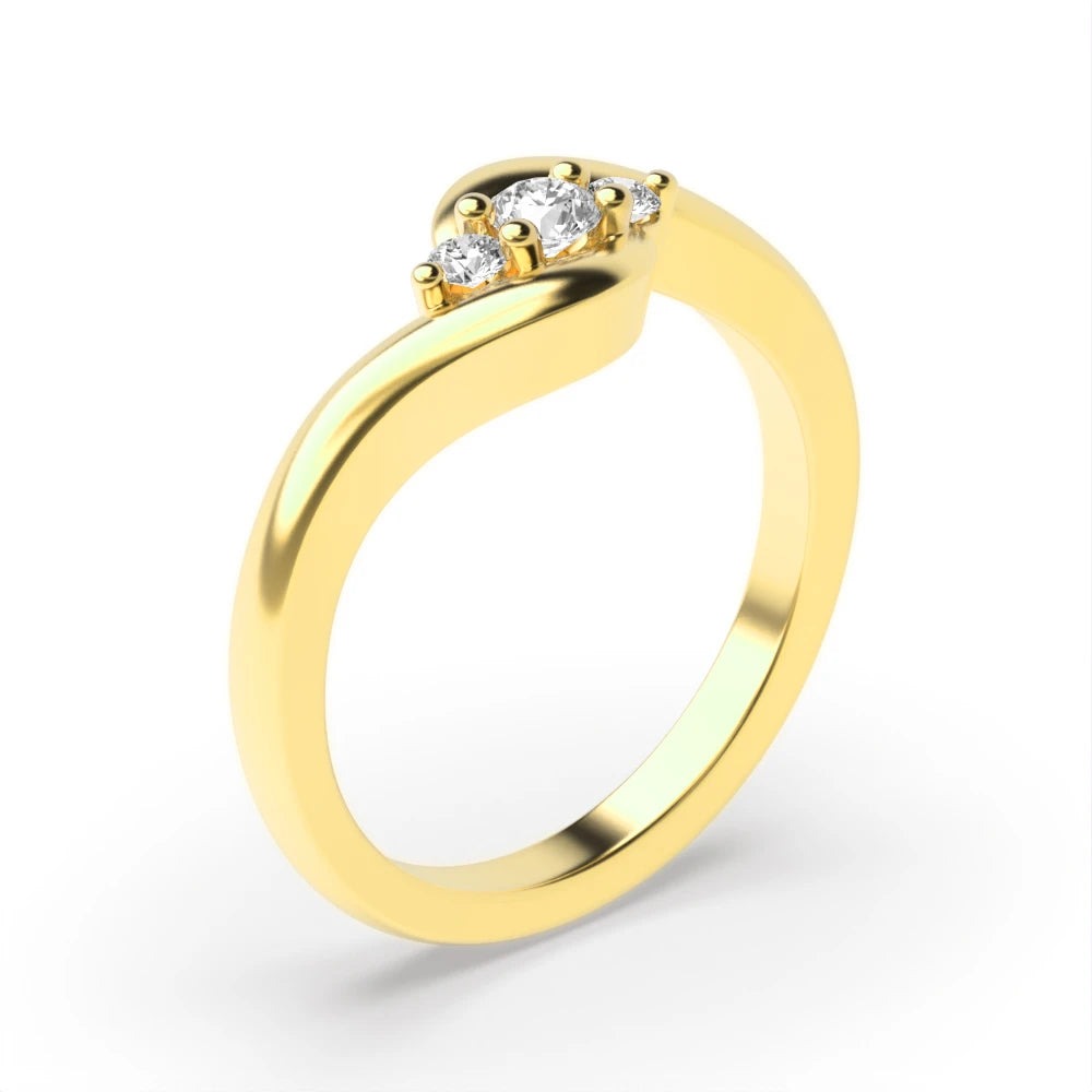 Fiona 4 Prong 0.15ct Round Lab Grown Diamond Twisted Delicate Three Stone Engagement Ring