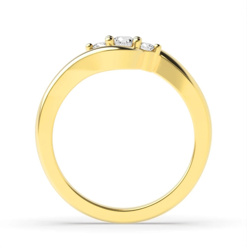 Fiona 4 Prong 0.15ct Round Lab Grown Diamond Twisted Delicate Three Stone Engagement Ring