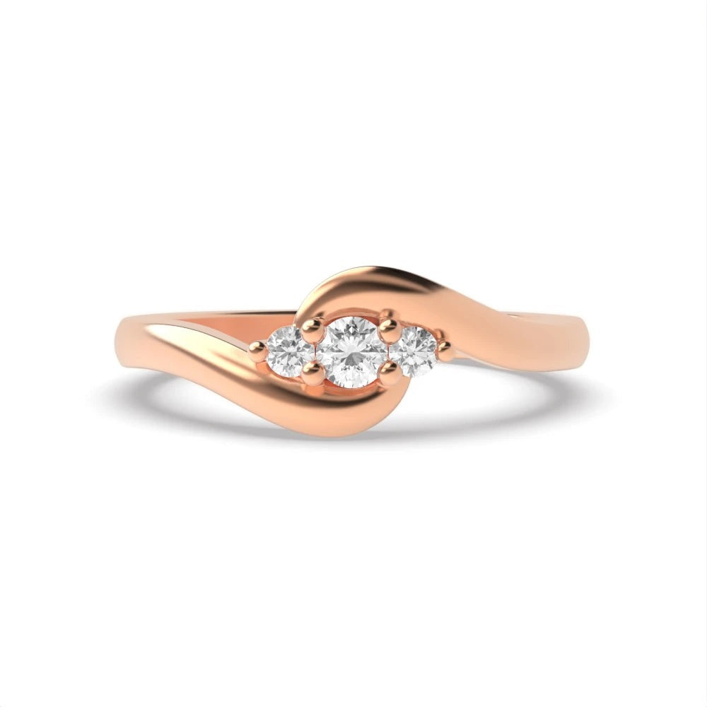 Fiona 4 Prong 0.15ct Round Lab Grown Diamond Twisted Delicate Three Stone Engagement Ring