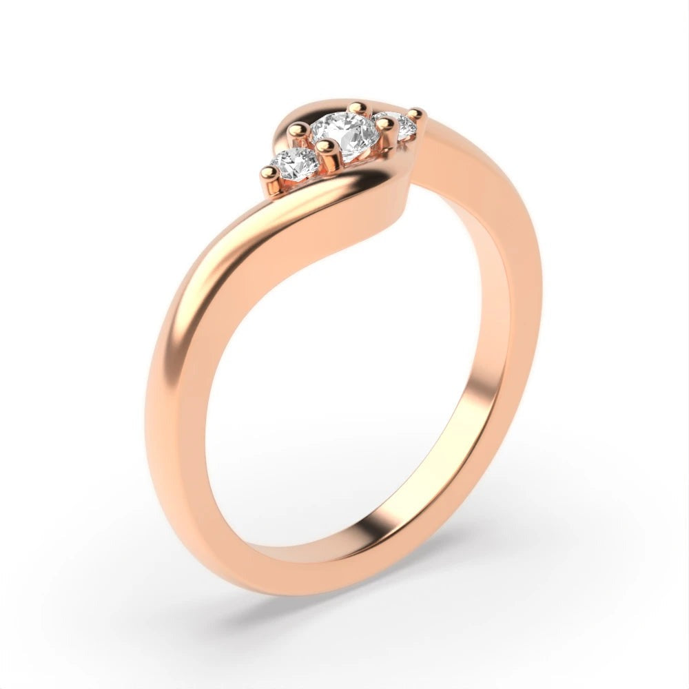 Fiona 4 Prong 0.15ct Round Lab Grown Diamond Twisted Delicate Three Stone Engagement Ring