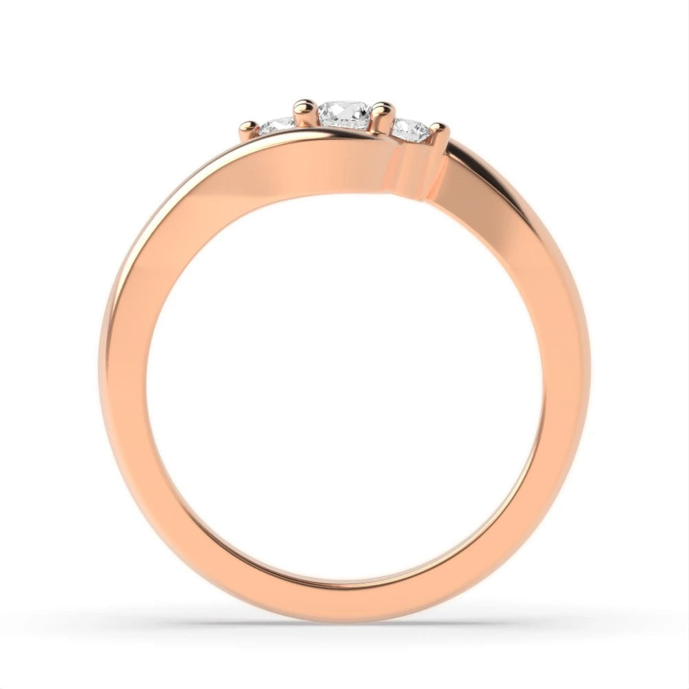 Fiona 4 Prong 0.15ct Round Lab Grown Diamond Twisted Delicate Three Stone Engagement Ring