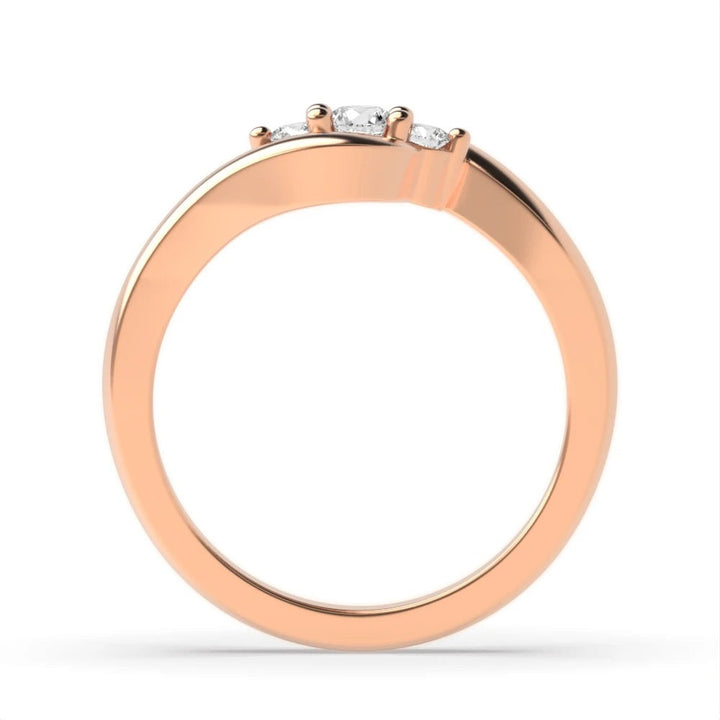 Fiona 4 Prong 0.15ct Round Lab Grown Diamond Twisted Delicate Three Stone Engagement Ring