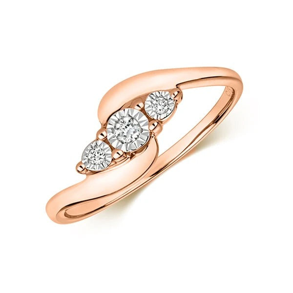 Fleur 4 Prong Round 0.05ct Lab Grown Diamond Exquisite Three Stone Engagement Ring