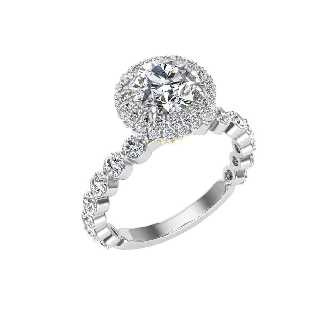 Forevermore Round Cut Double Edge Halo Moissanite Engagement Ring White Gold