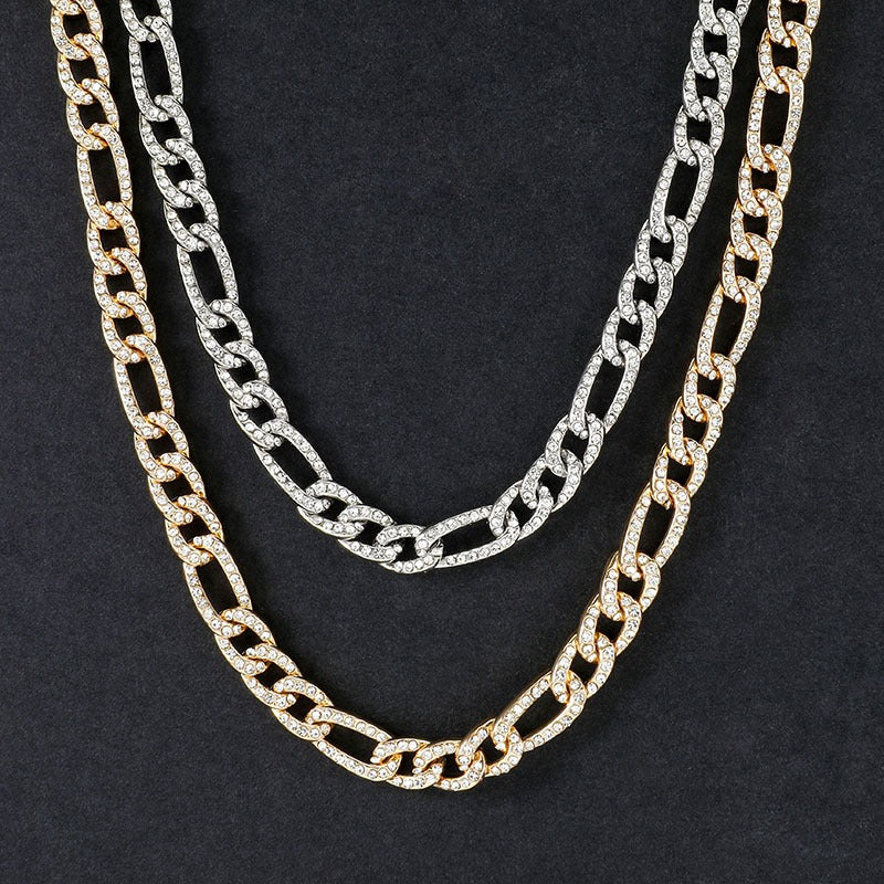 Fringe 7mm Moissanite Iced Figaro Chain