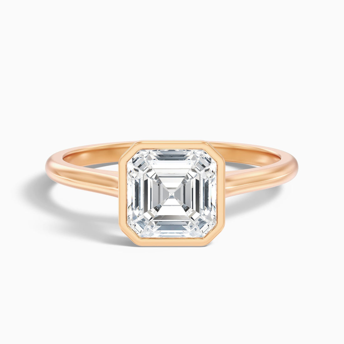 Frostara 1 Carat Asscher Cut Lab Grown Diamond Bezel Set Engagement Ring 