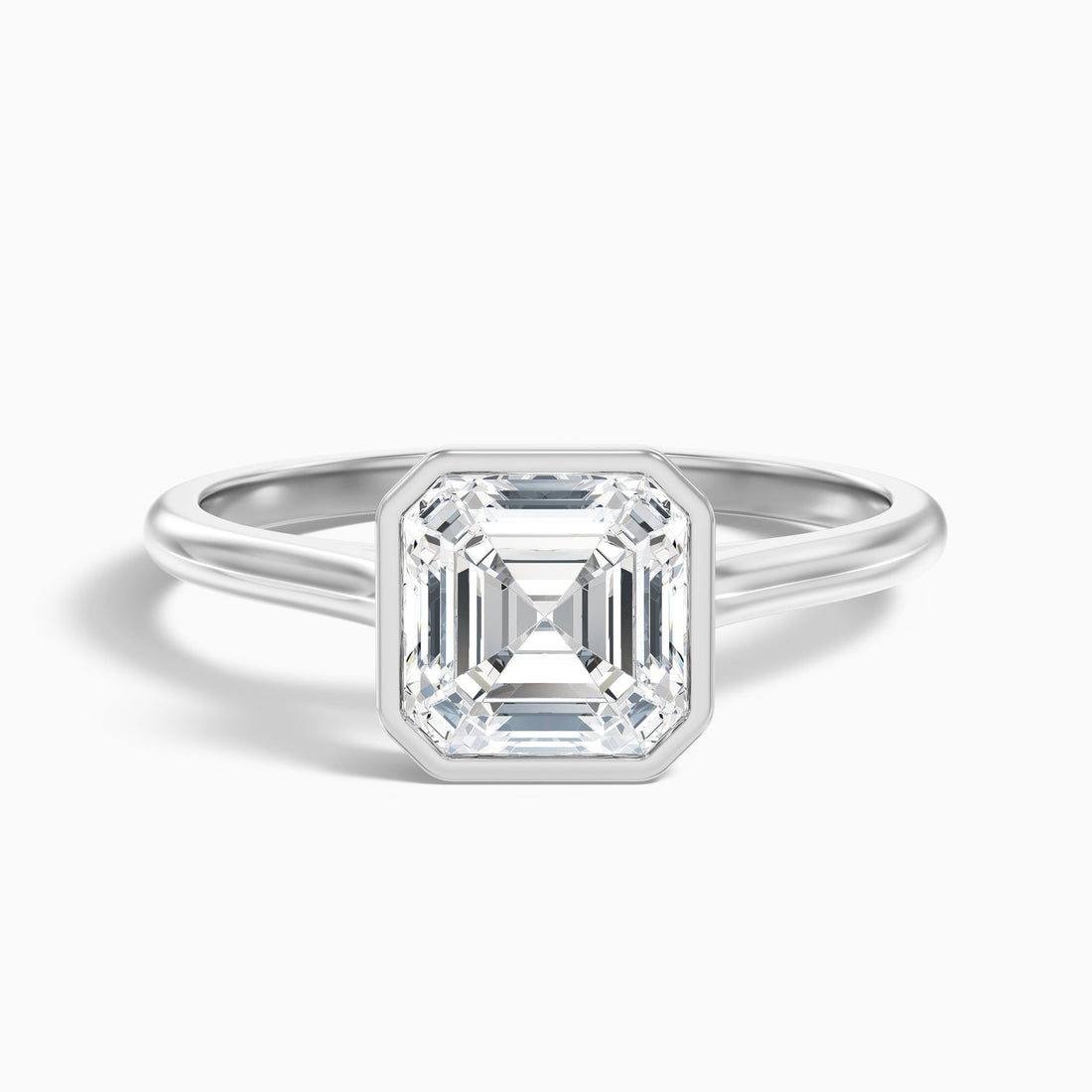 Frostara 1 Carat Asscher Cut Lab Grown Diamond Bezel Set Engagement Ring 