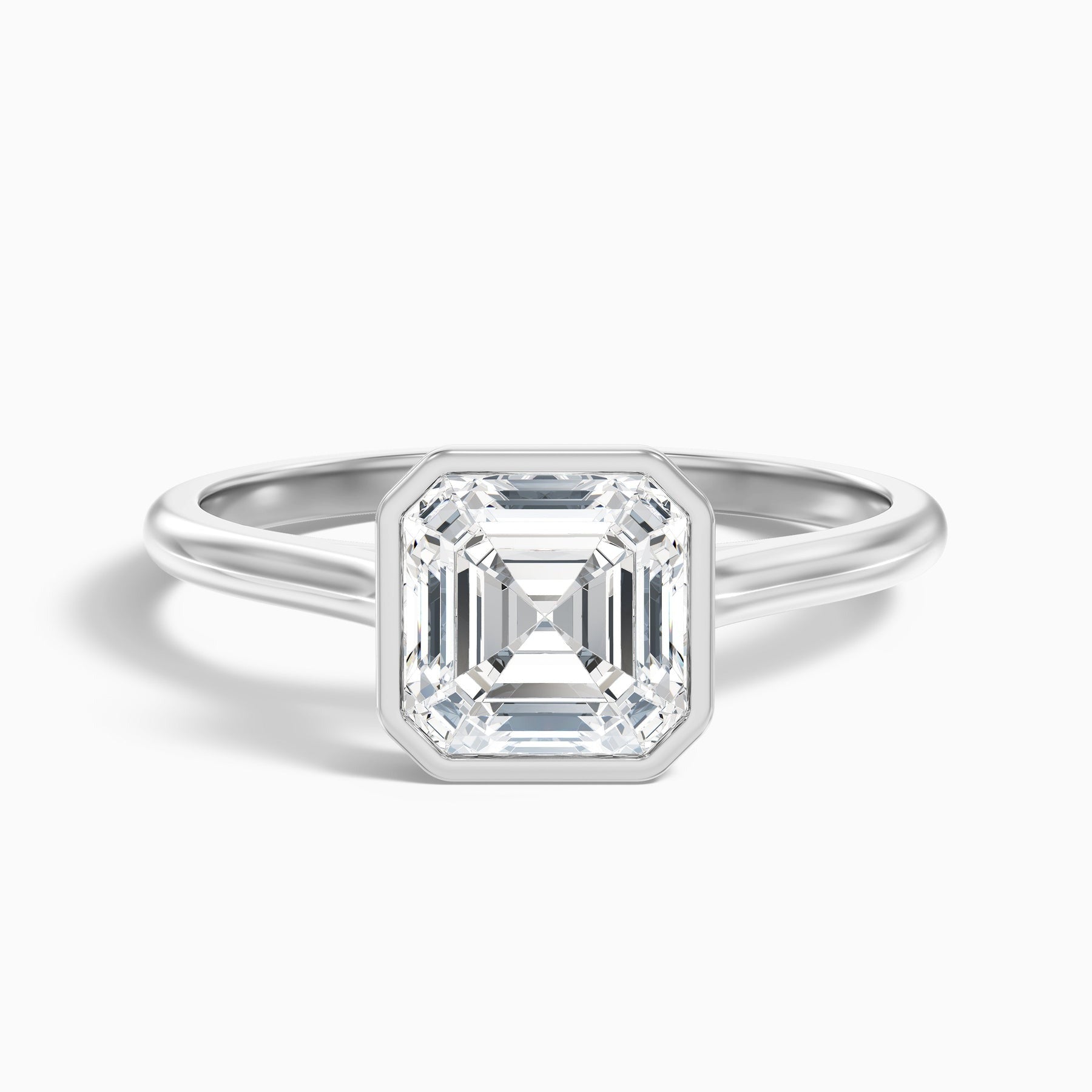 Frostara Asscher Cut Lab Grown Diamond Bezel Set Engagement Ring