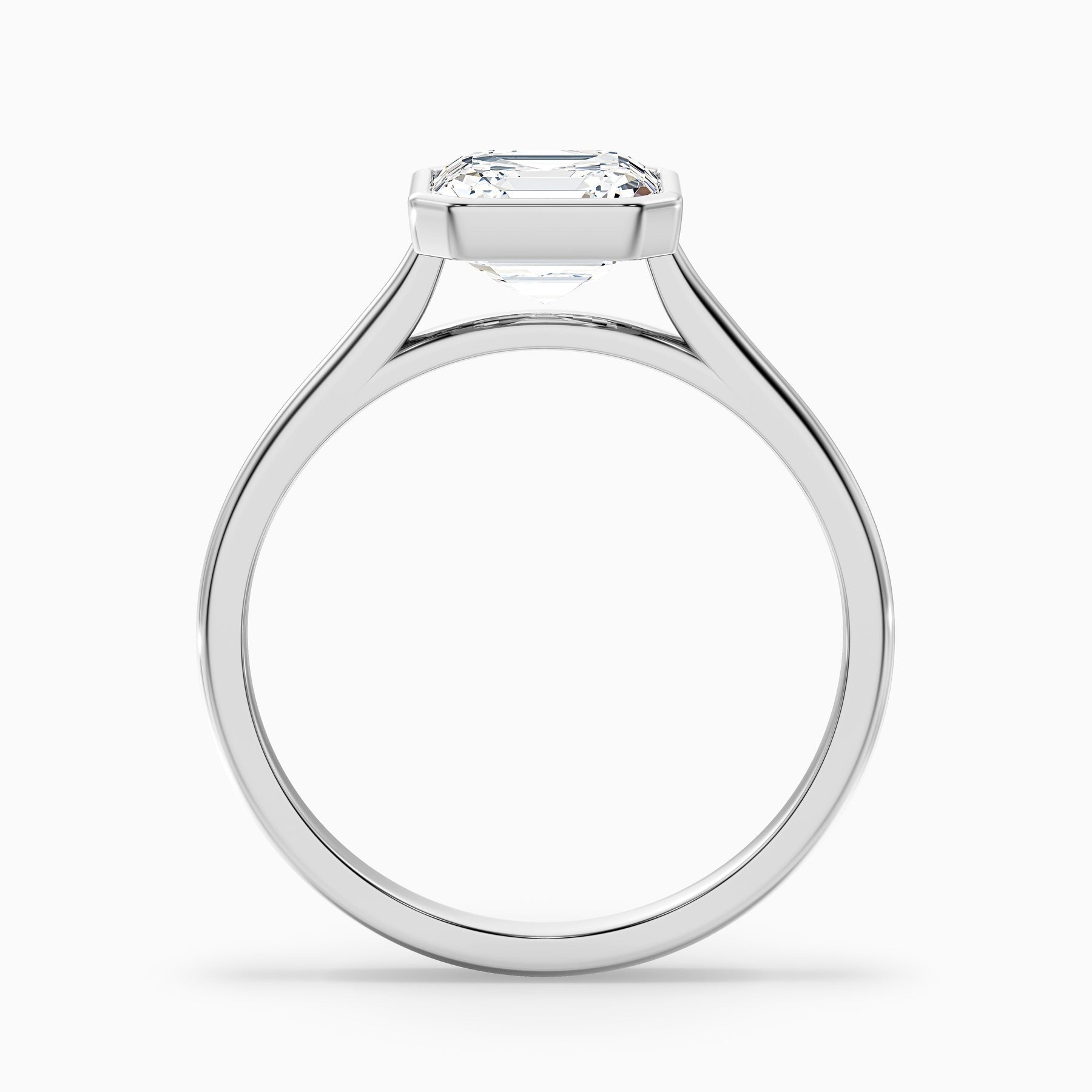 Frostara Asscher Cut Lab Grown Diamond Bezel Set Engagement Ring
