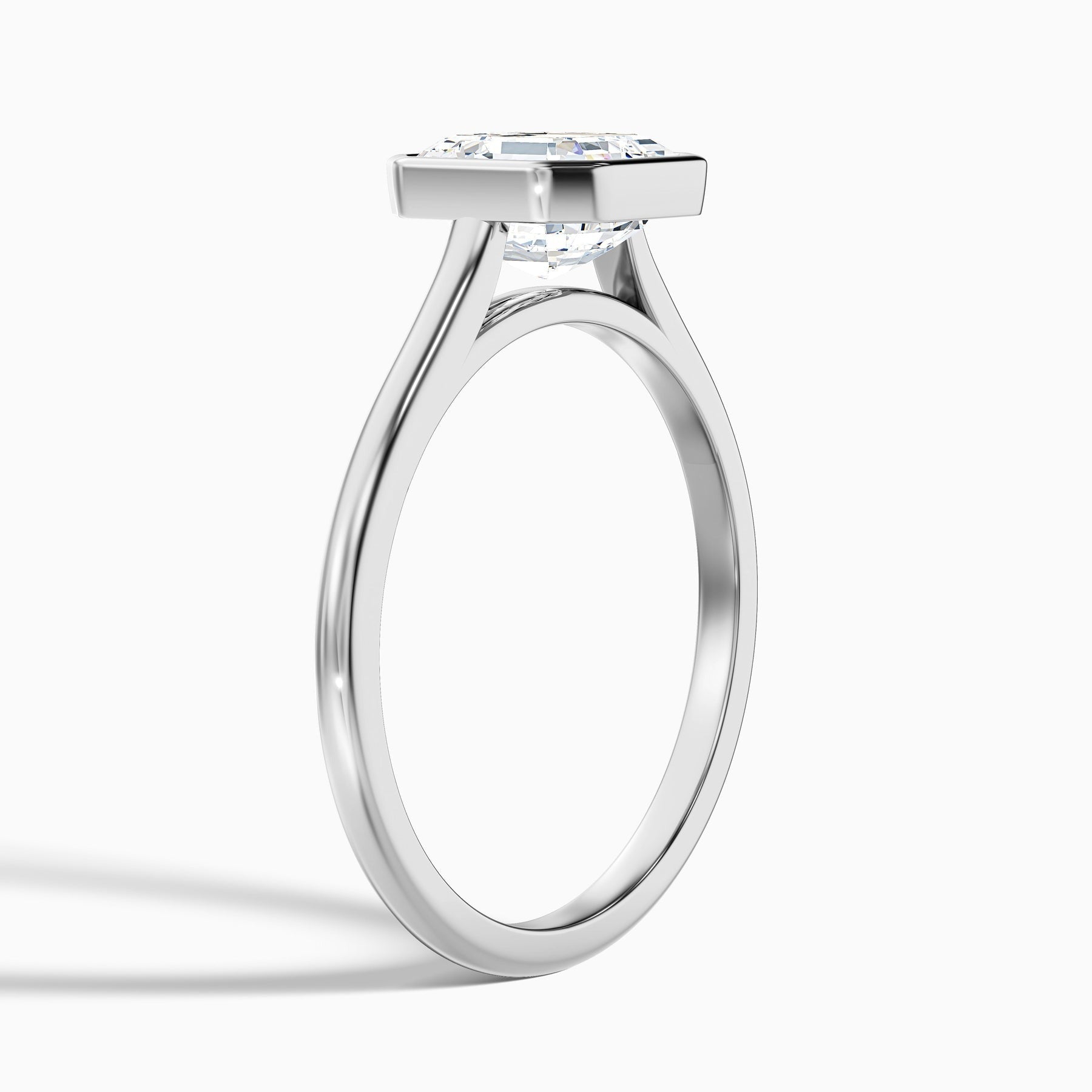 Frostara Asscher Cut Lab Grown Diamond Bezel Set Engagement Ring